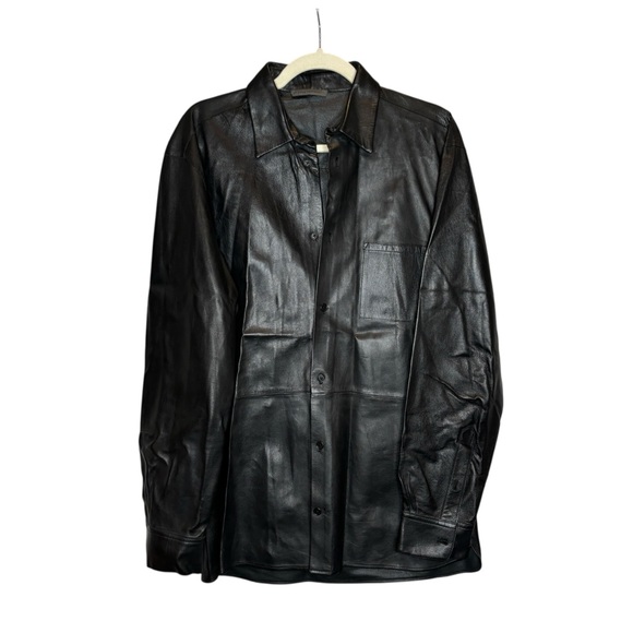 John Varvatos Leather Button Down Shirt - Picture 2 of 9
